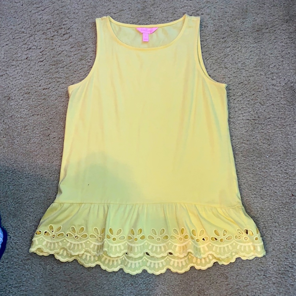 Lilly Pulitzer yellow scalloped bottom tank top, S